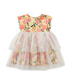 Tiered Tulle Baby Dress, Japanese Chin Pup Floral Pink - Dresses - 1 - thumbnail