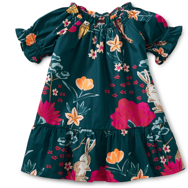 Puff Sleeve Baby Dress, Forest Floral in Green
