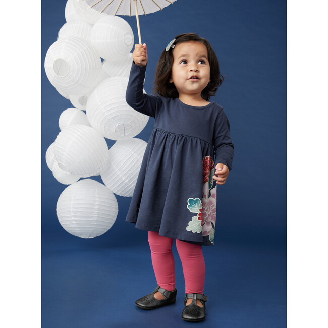 Long Sleeve Twirl Baby Dress, Indigo - Dresses - 3