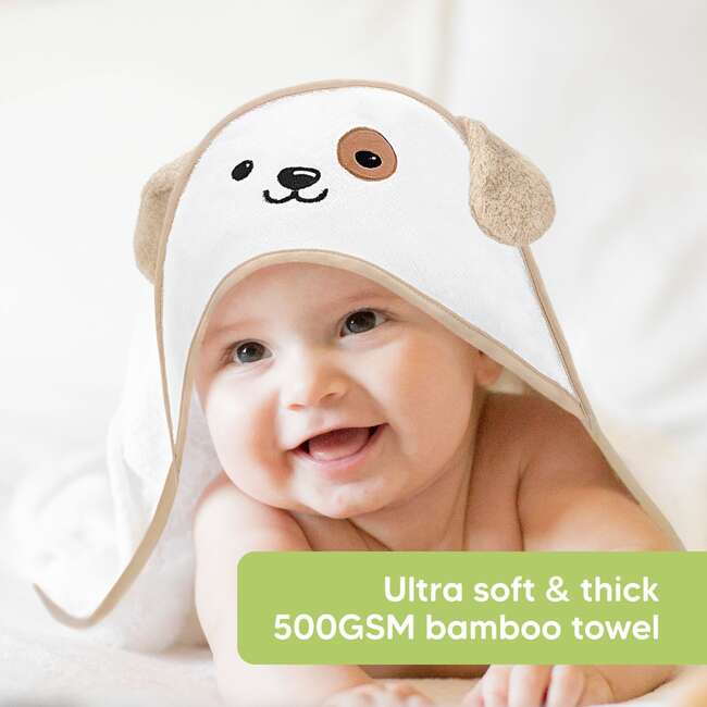 Cuddle Organic Baby Hooded Towel, Dog - Bath Towels - 2