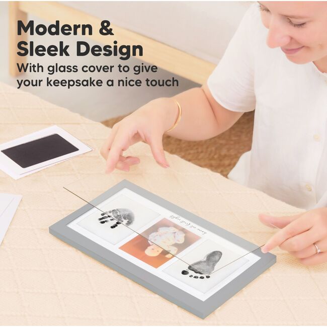 Clean Touch Inkless Hand & Footprint Duo Frame Kit, Cloud Gray - Playmats - 3
