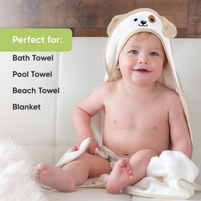 Cuddle Organic Baby Hooded Towel, Dog - Bath Towels - 6