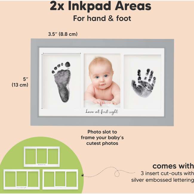Clean Touch Inkless Hand & Footprint Duo Frame Kit, Cloud Gray - Playmats - 4
