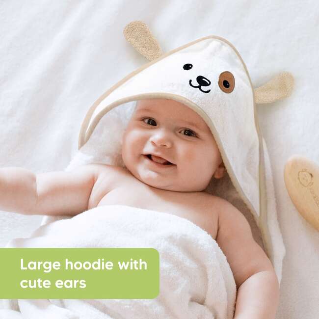 Cuddle Organic Baby Hooded Towel, Dog - Bath Towels - 7