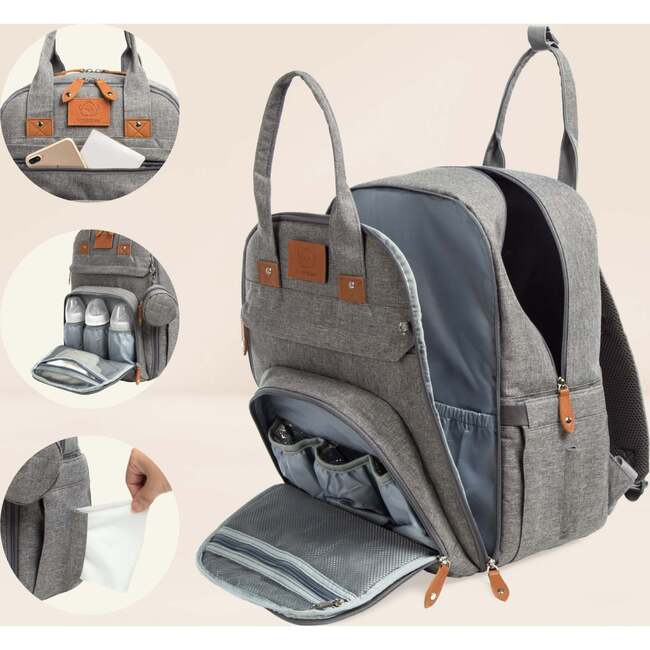 Rove Diaper Bag, Classic Gray - Diaper Bags - 5