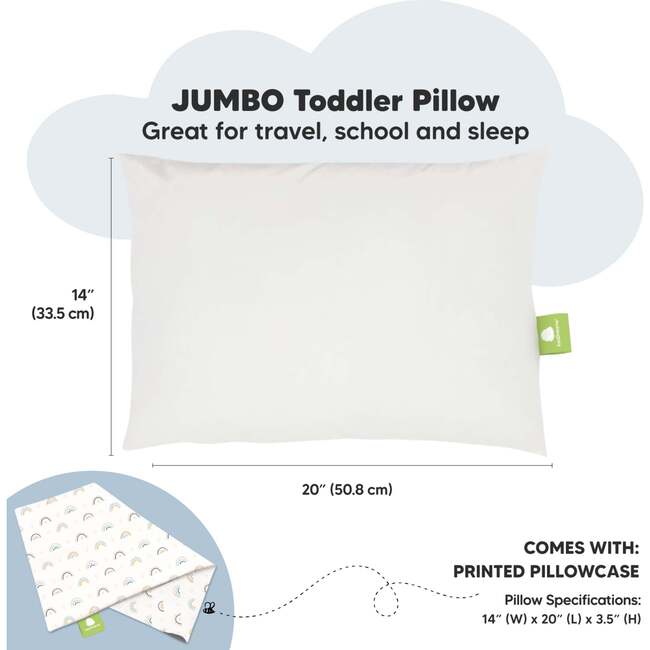 Jumbo Toddler Pillow with Pillowcase, Jolly Rainbow - Nursing Pillows - 3