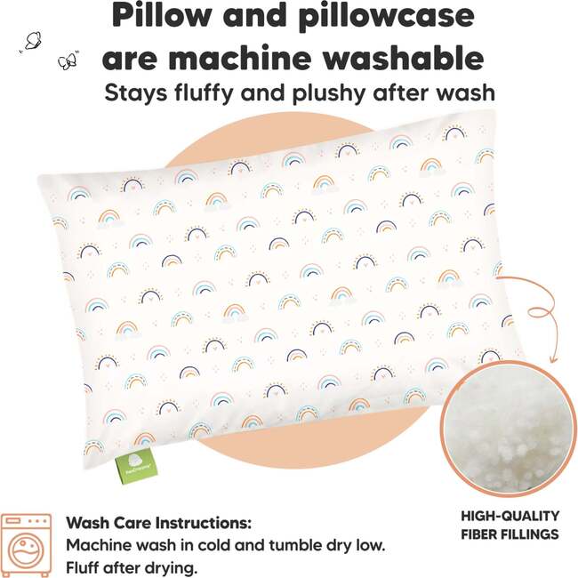 Jumbo Toddler Pillow with Pillowcase, Jolly Rainbow - Nursing Pillows - 4