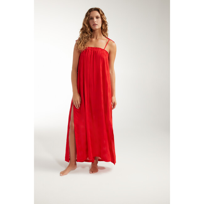 Women's Susanna Cinched Maxi Dress With Side Slit, Red