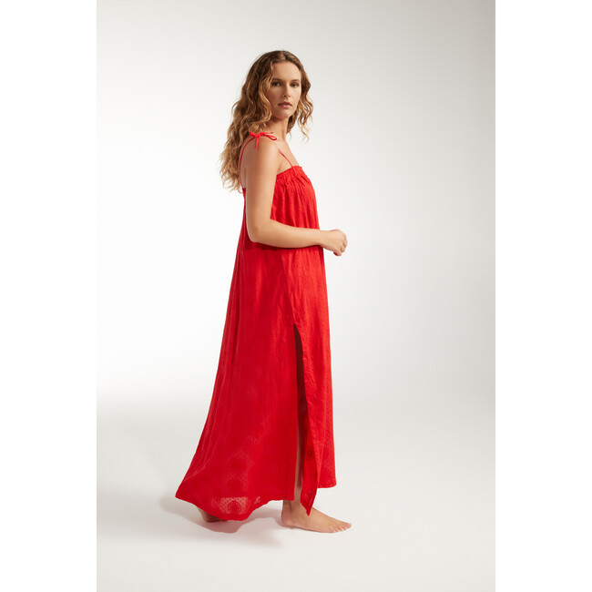 Women's Susanna Cinched Maxi Dress With Side Slit, Red - Dresses - 4
