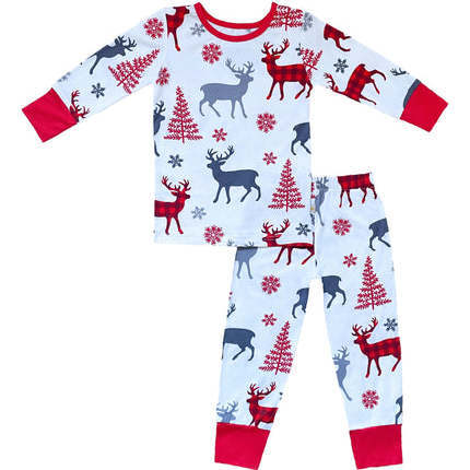 And Then Came The Reindeer Christmas Holiday Bamboo Pajama Set, White