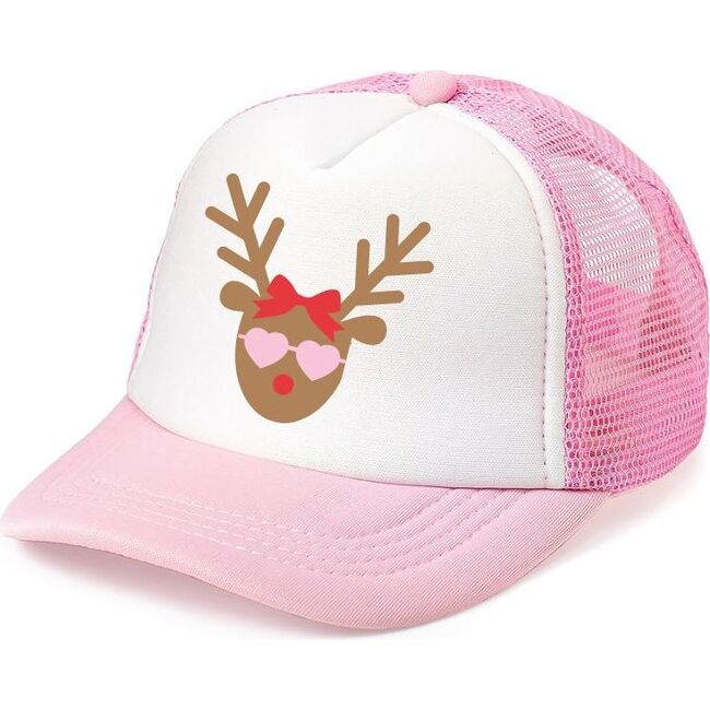 Reindeer Trucker Foam Hat, Pink & White