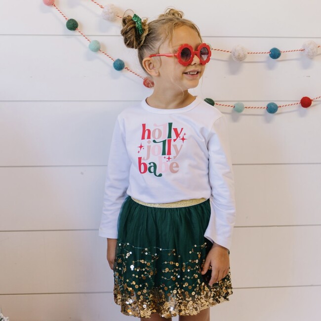 Holly Jolly Babe Long Sleeve Shirt, White