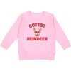 Cutest Reindeer Long Sleeve Sweatshirt, Pink - Sweatshirts - 1 - thumbnail
