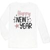 Happy New Year Long Sleeve Shirt, White, Pink & Black - Shirts - 1 - thumbnail