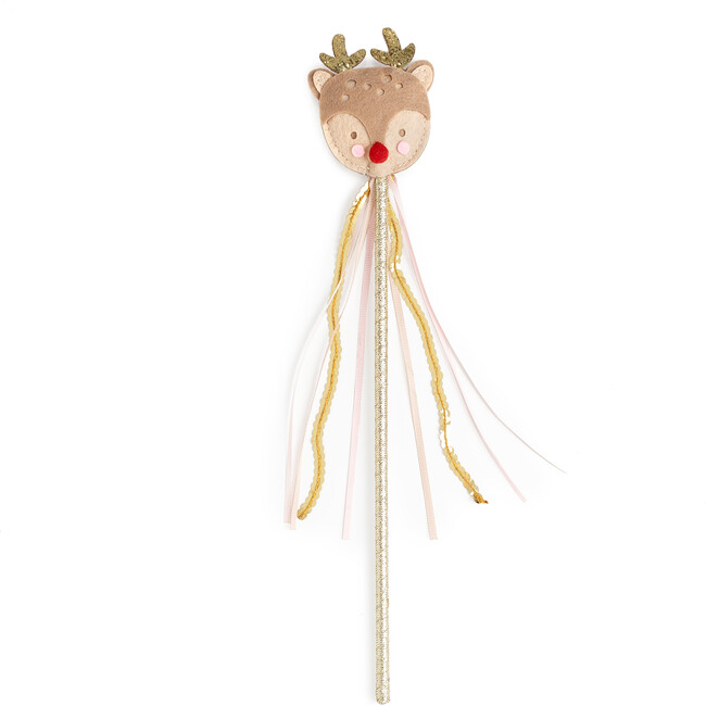 Reindeer Wand With Glitter Antlers, Brown & Gold