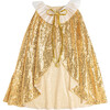 Sequin Tulle Cape With Glitter Neck-Tie, Gold - Costume Accessories - 1 - thumbnail