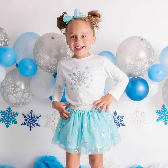 Snow Princess Long Sleeve Shirt, White, Blue & Silver - Shirts - 2