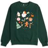 Women's Christmas Doodle Long Sleeve Sweatshirt, Green - Sweatshirts - 1 - thumbnail