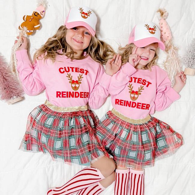 Cutest Reindeer Christmas Sweatshirt, Pink - Sweatshirts - 3