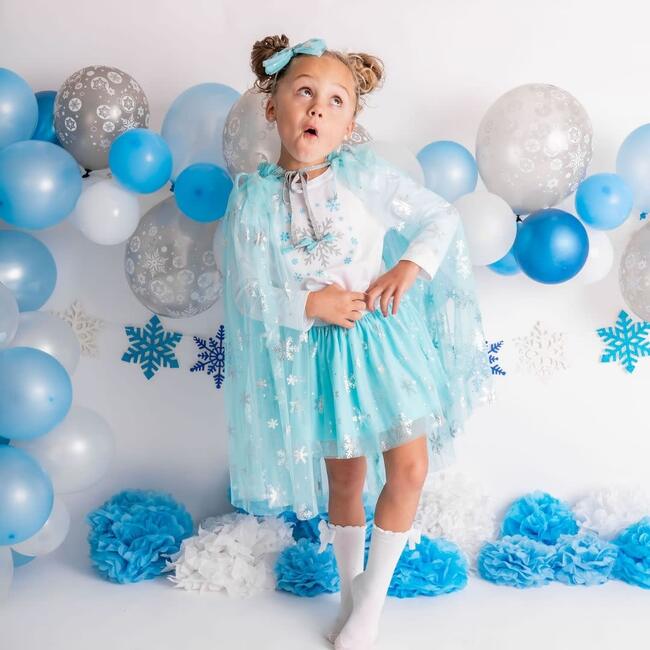 Snow Princess Long Sleeve Shirt, White, Blue & Silver - Shirts - 4