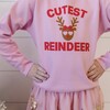 Cutest Reindeer Long Sleeve Sweatshirt, Pink - Sweatshirts - 4