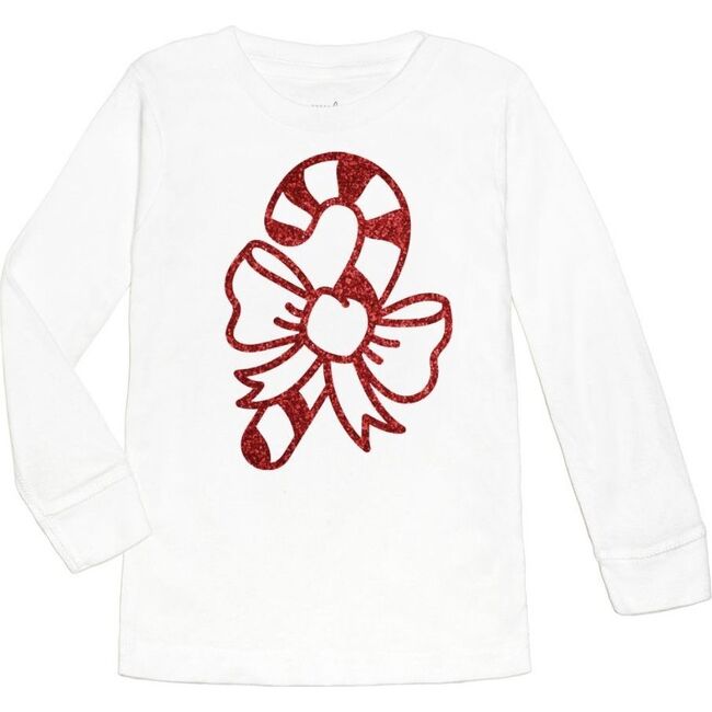 Candy Cane Long Sleeve Shirt, White & Red