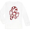 Candy Cane Long Sleeve Shirt, White & Red - Shirts - 1 - thumbnail