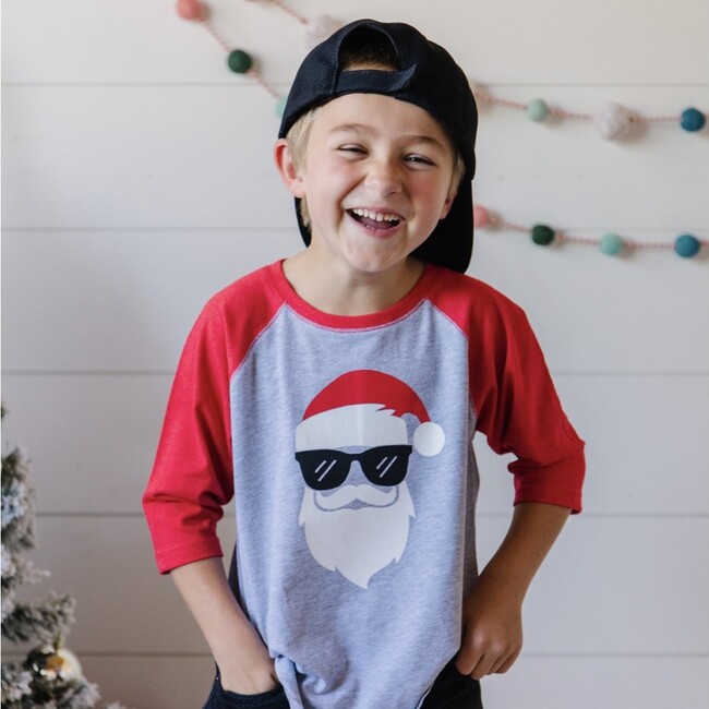 Cool Santa Long Sleeve Shirt, Heather & Red - Shirts - 3