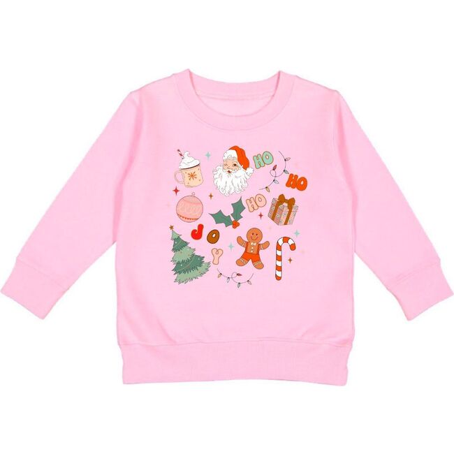 Christmas Doodle Long Sleeve Sweatshirt, Pink