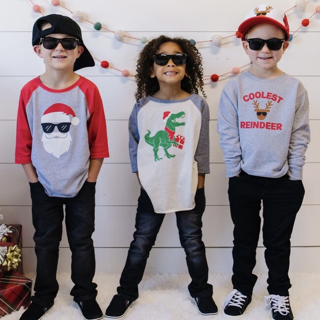 Cool Santa Long Sleeve Shirt, Heather & Red - Shirts - 4