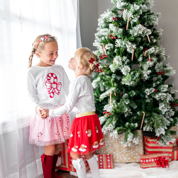 Candy Cane Long Sleeve Shirt, White & Red - Shirts - 3