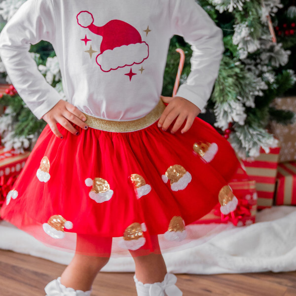 Santa Hat Christmas Long Sleeve Shirt, White - Shirts - 3