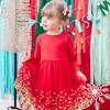 Sequin Long Sleeve Dress, Red - Dresses - 4