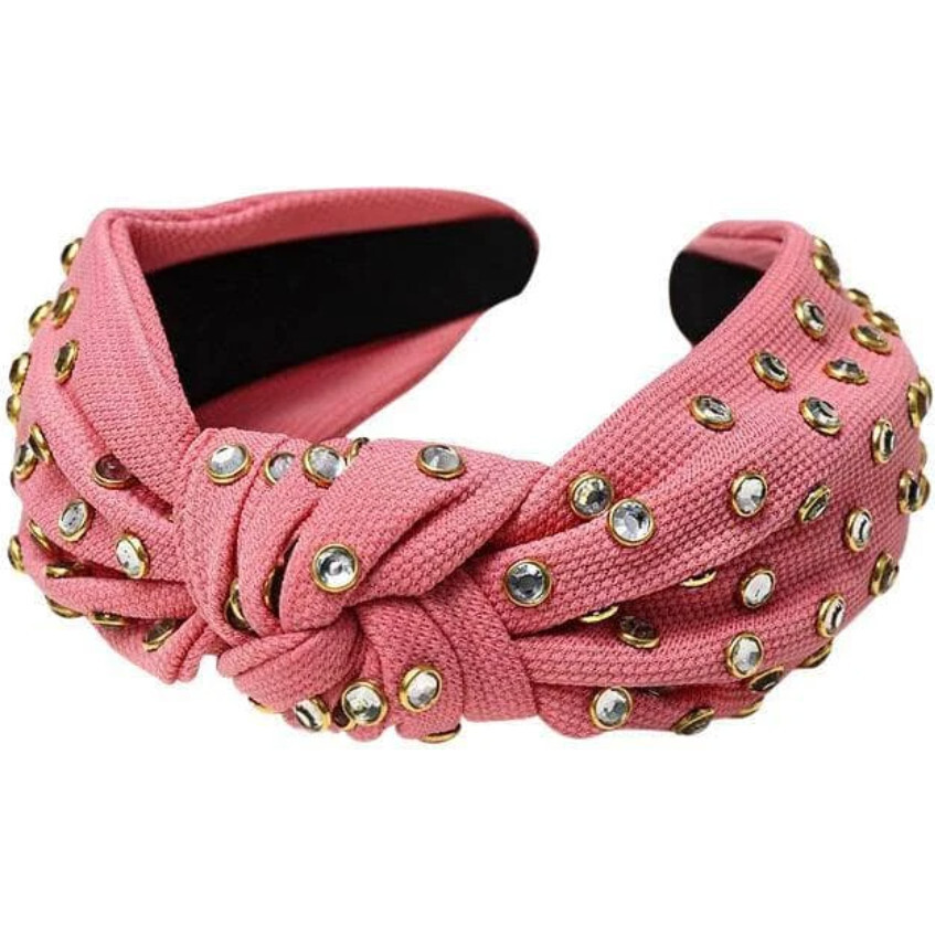 Crystal Studded Knot Headband, Rose - Hair Accessories - 1