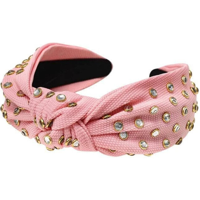 Crystal Studded Knot Headband, Light Pink - Hair Accessories - 1