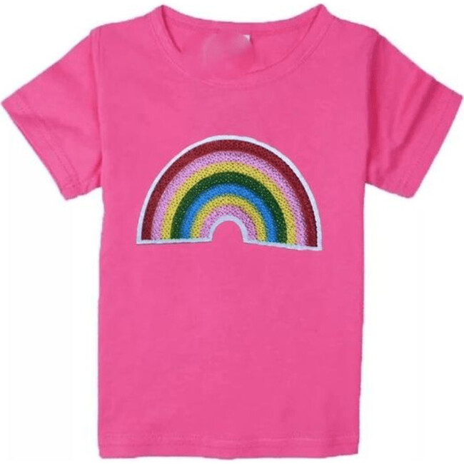 Happy Rainbow Patch T Shirt, Pink