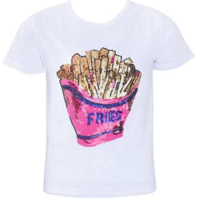 I love French Fries Sequin T-Shirt, White