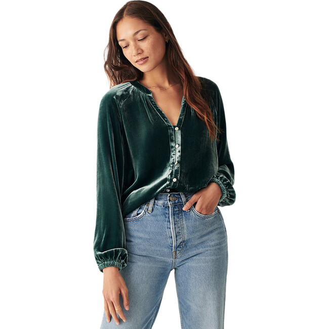 Women's Vintage Silk Velvet Naomi Top



, Green - Blouses - 1