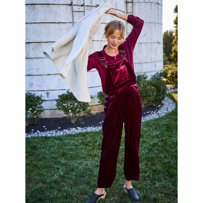 Women's Vintage Silk Velvet Mechanic Overall


, Red - Overalls - 3