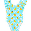 Ducky One Piece Ruffled Flutter Sleeve Swimsuit - One Pieces - 1 - thumbnail