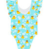 Ducky One Piece Ruffled Flutter Sleeve Swimsuit - One Pieces - 2 - thumbnail