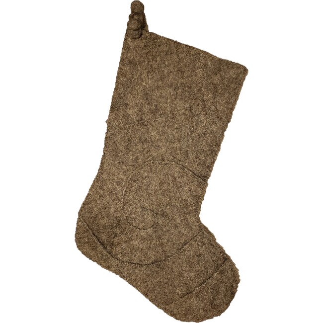 Hand Felted Wool Stocking, Spiral Grey