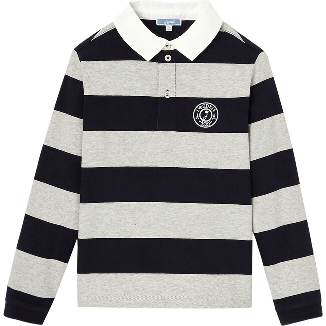 Long Sleeve Polo, Navy Grey - Polo Shirts - 1