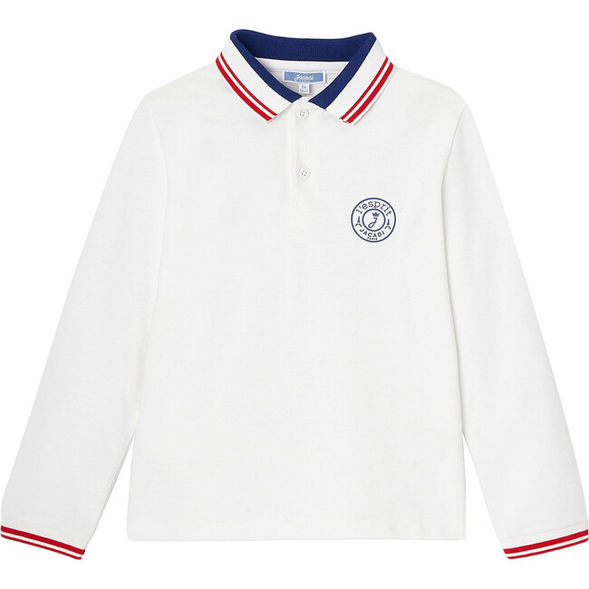 Long Sleeve Polo, White - Polo Shirts - 1