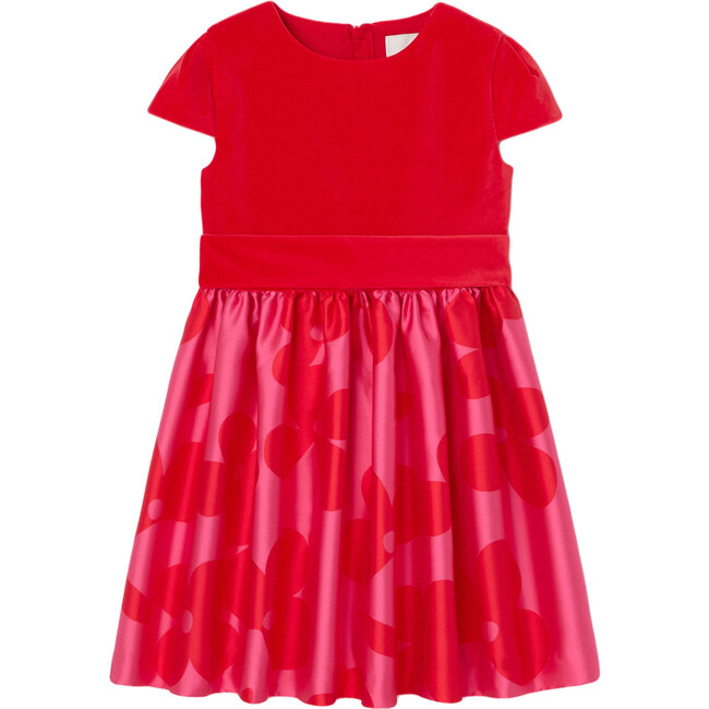Holiday Dual Fabric Dress, Pink Multi - Dresses - 1