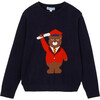 Intarsia Sweater, Navy Blue - Sweaters - 1 - thumbnail