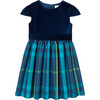 Holiday Dual Fabric Dress, Blue Multi - Dresses - 1 - thumbnail