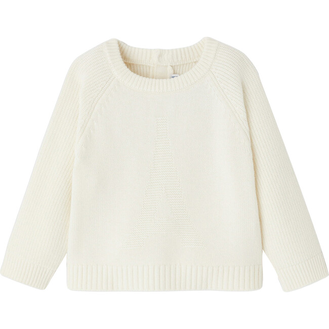 Baby Wool Sweater, White Cotton