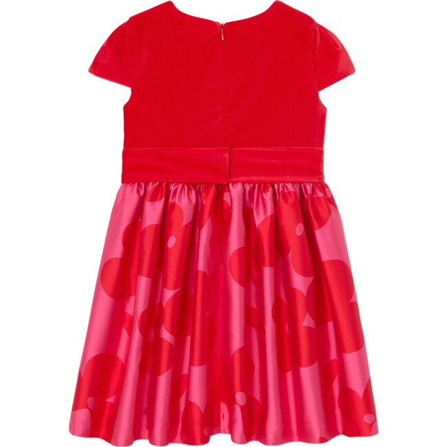 Holiday Dual Fabric Dress, Pink Multi