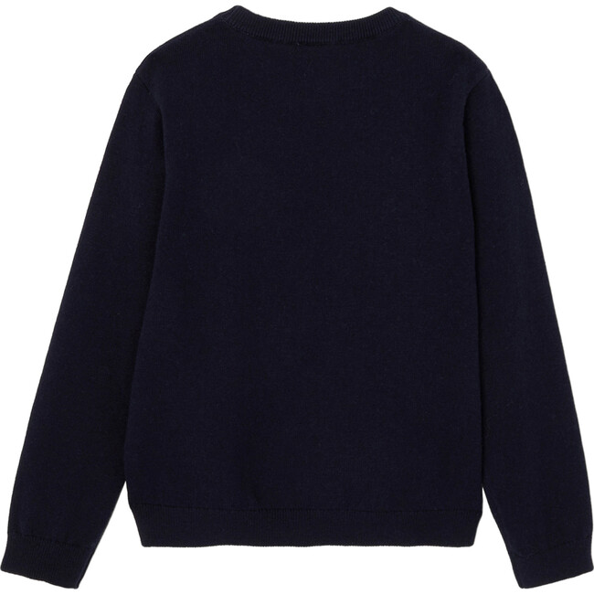 Intarsia Sweater, Navy Blue - Sweaters - 2